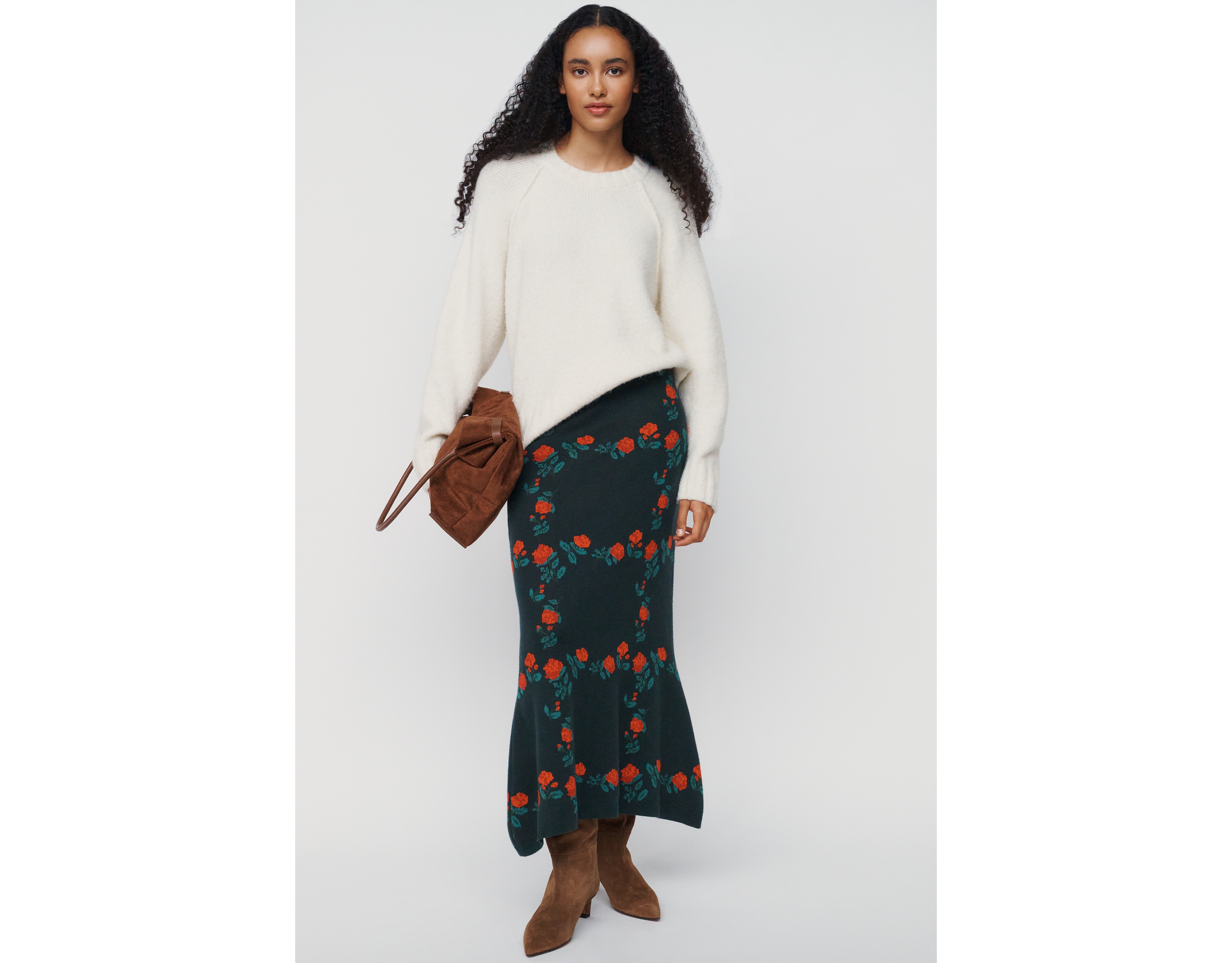 The Tiny Big Sister Roses Midi Skirt