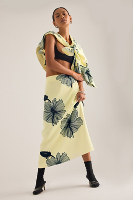 OpéraSPORT Lone Floral Print Midi Skirt