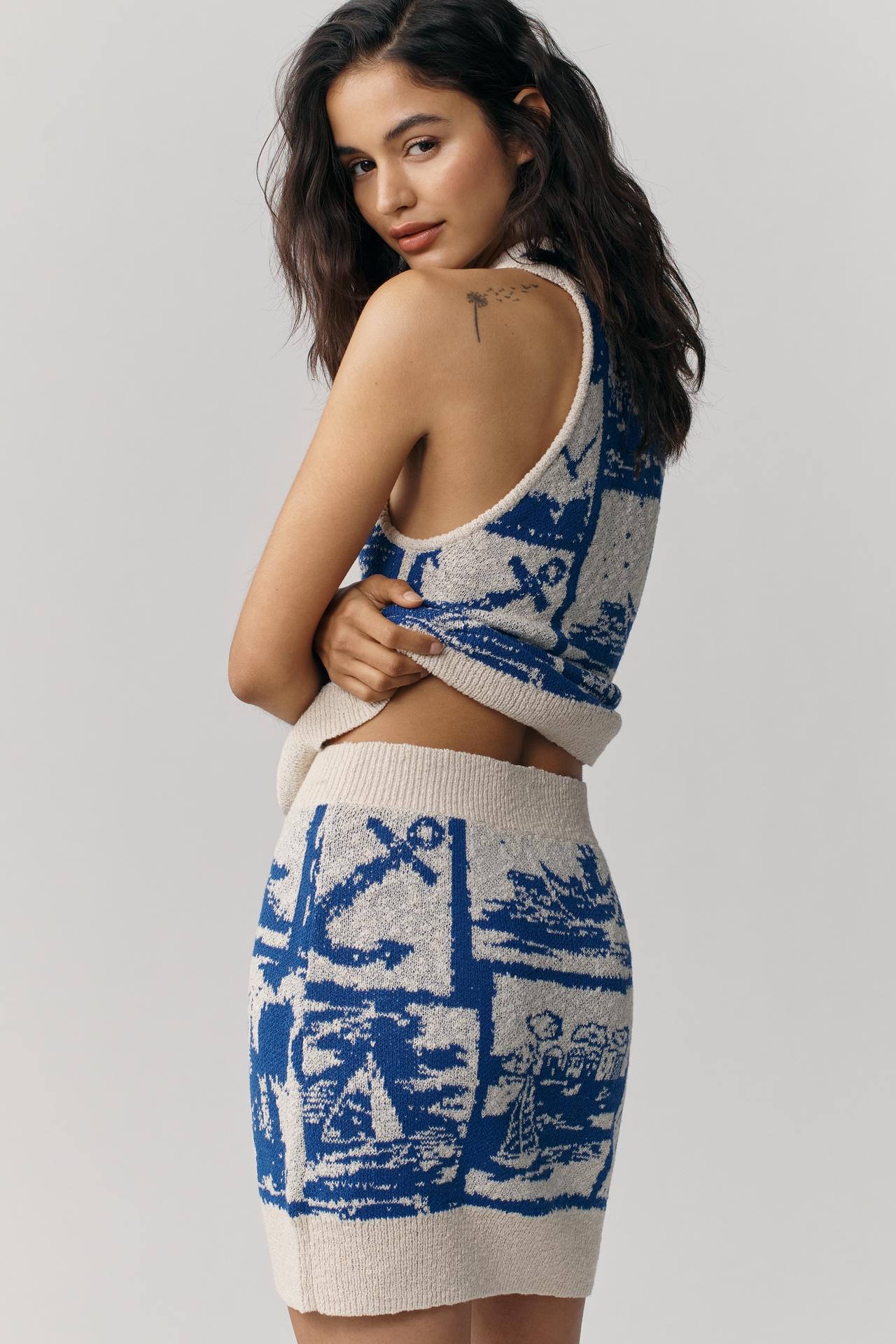 Maeve Sailing Scene Knit Mini Skirt