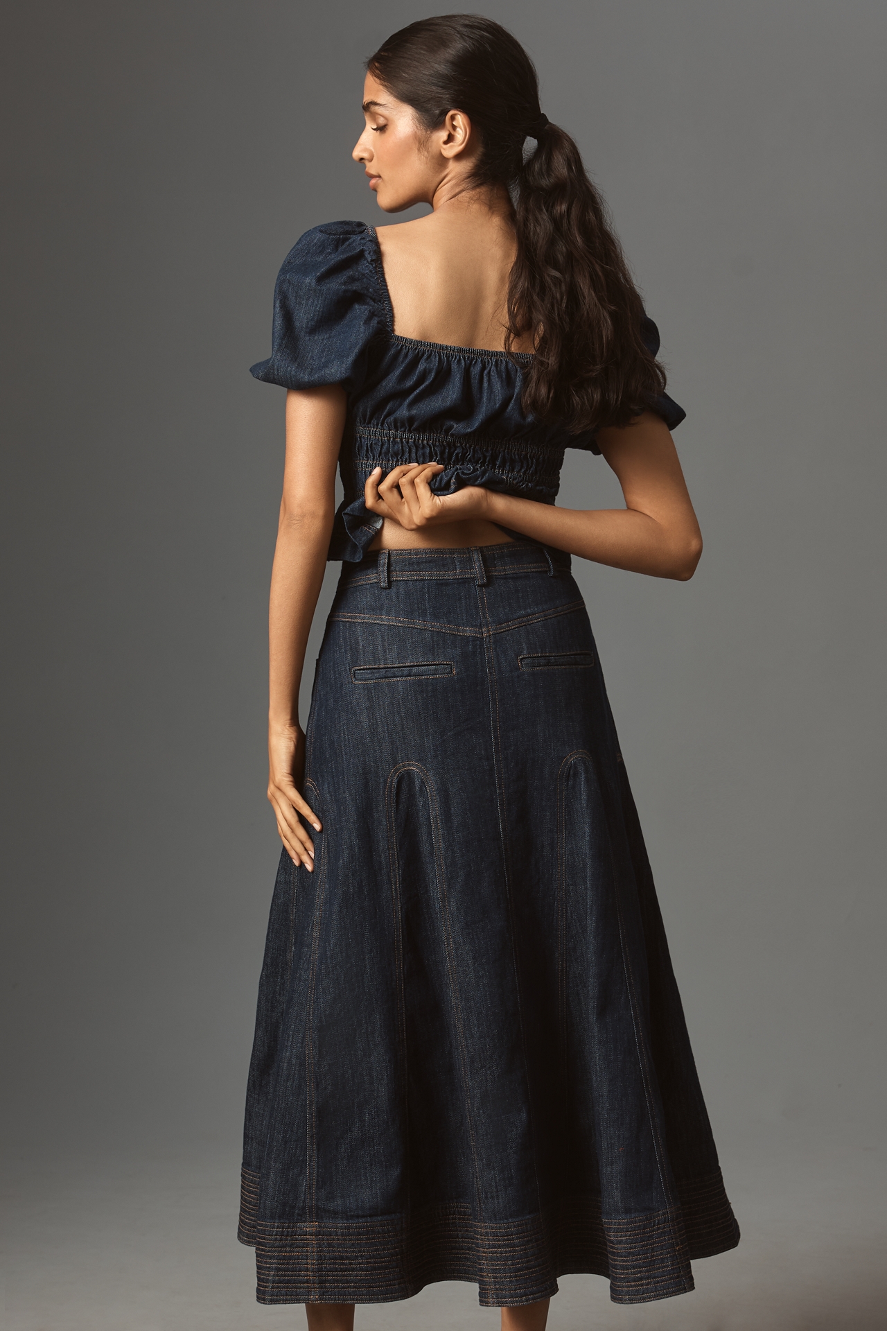 Pilcro Denim Godet Maxi Skirt