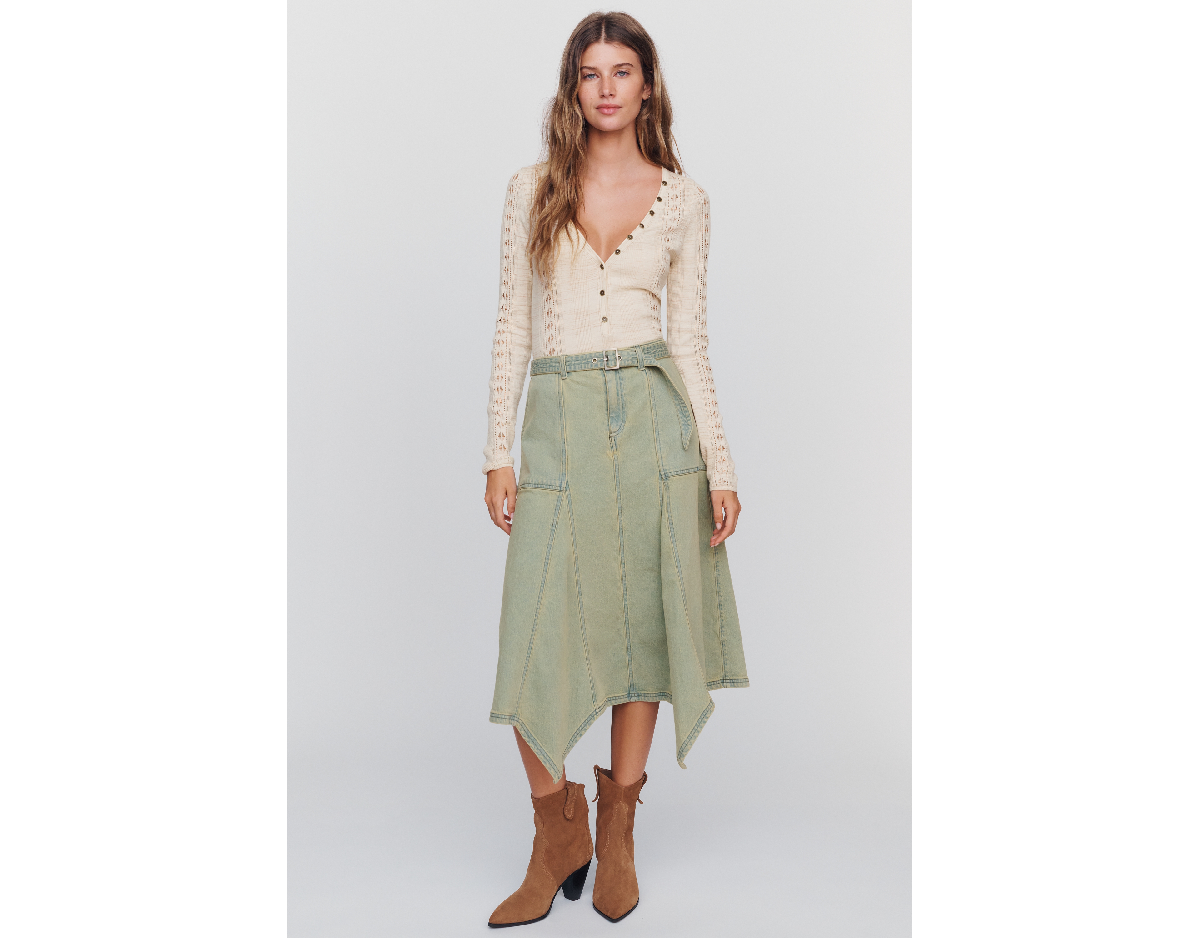 Pilcro Asymmetric Denim Skirt