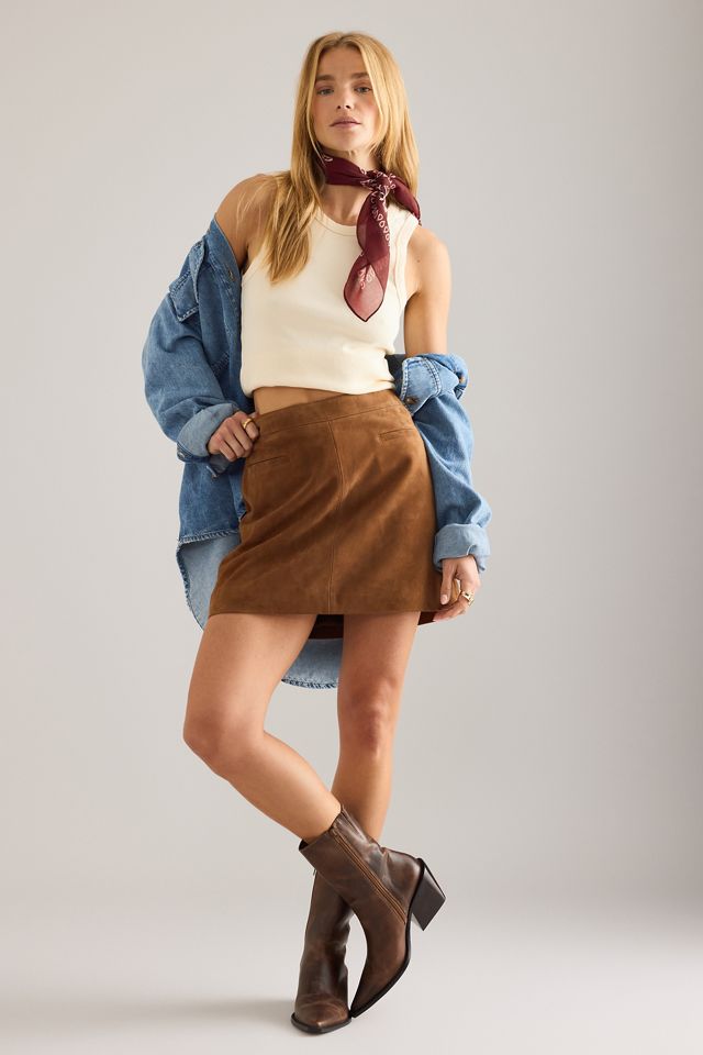 Mini-jupe en suède By Anthropologie #5