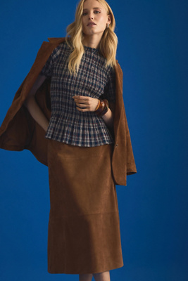 By Anthropologie Suede Midi Skirt