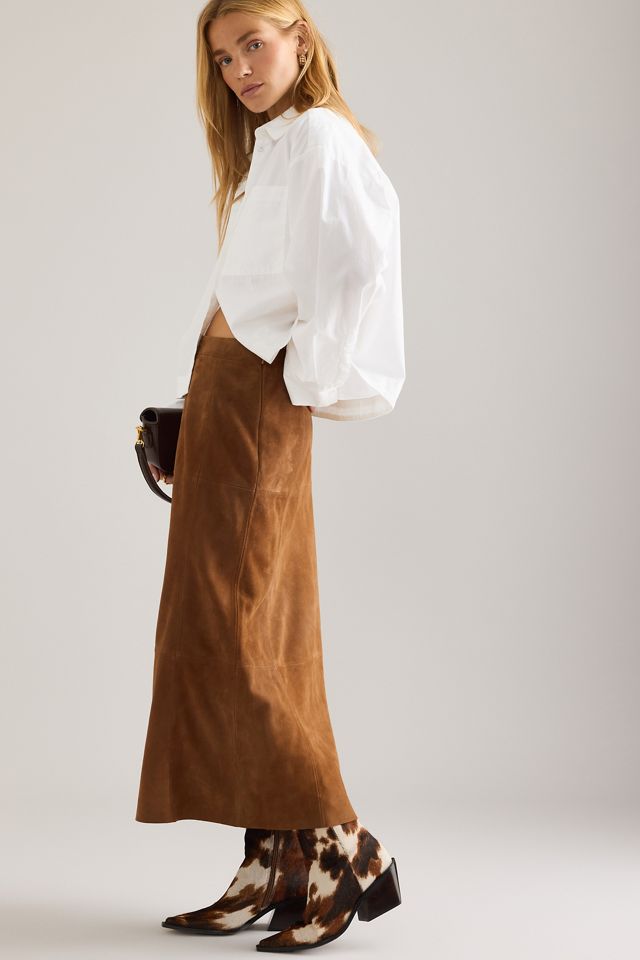 By Anthropologie Wildleder-Midirock #3