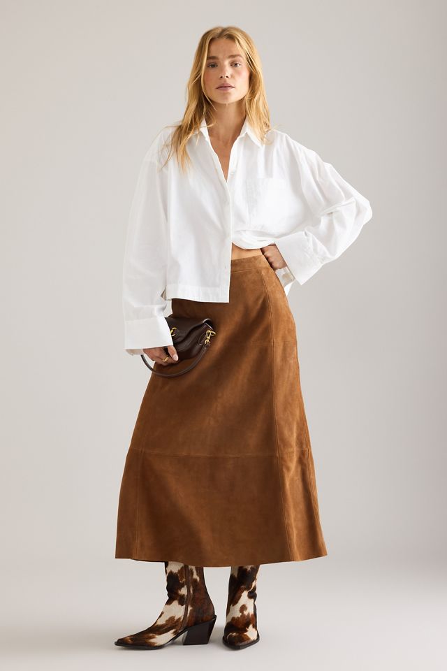 By Anthropologie Wildleder-Midirock #1