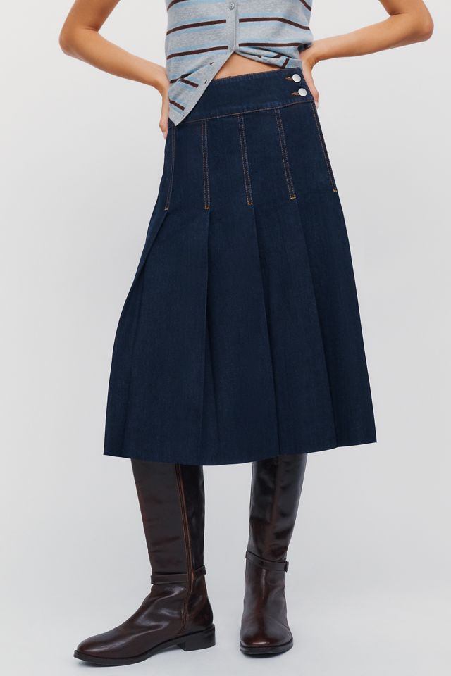 TT Studios Tess 100% Cotton Denim Midi Skirt #1
