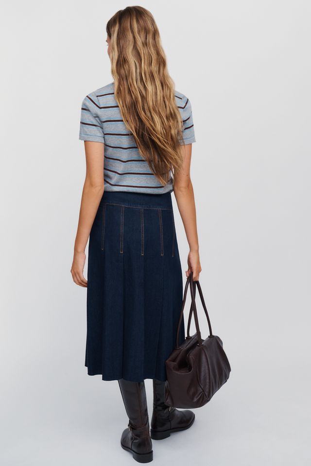 TT Studios Tess 100% Cotton Denim Midi Skirt #2