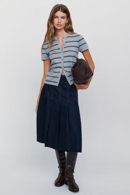 TT Studios Tess 100% Cotton Denim Midi Skirt