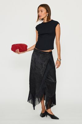 By Anthropologie Jacquard Fringed Wrap Skirt