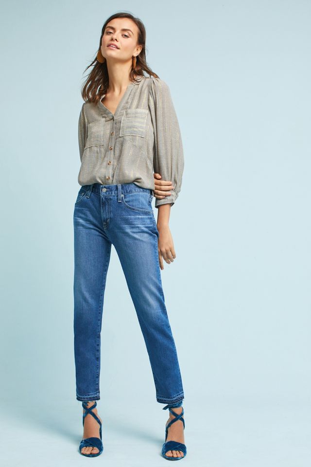 AG Ex-Boyfriend Mid-Rise Straight Cropped Jeans | Anthropologie