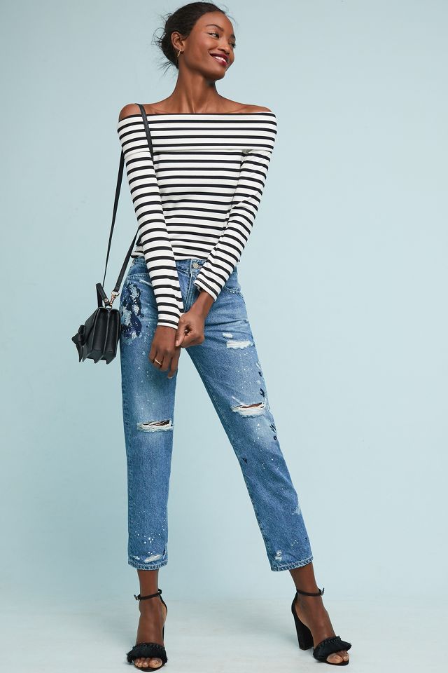 AG The Ex Boyfriend Mid Rise Relaxed Cropped Jeans