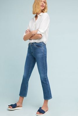 blue and white floral off the shoulder top, AG Jeans Jodi crop