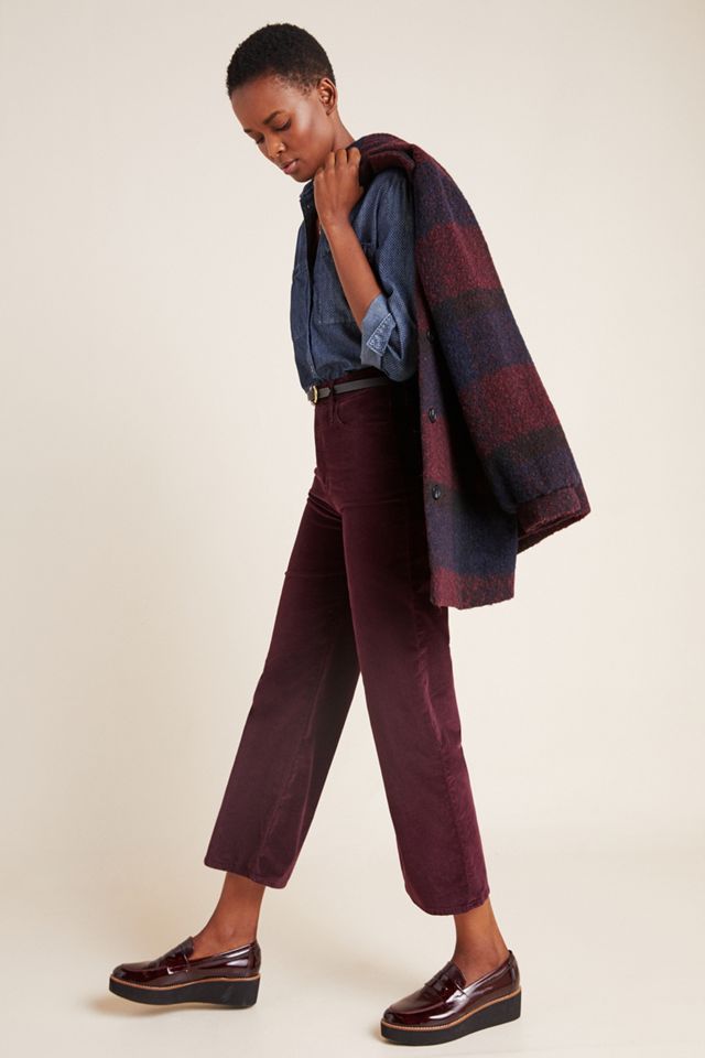 AG The Etta Ultra High-Rise Cropped Wide-Leg Velvet Jeans #3