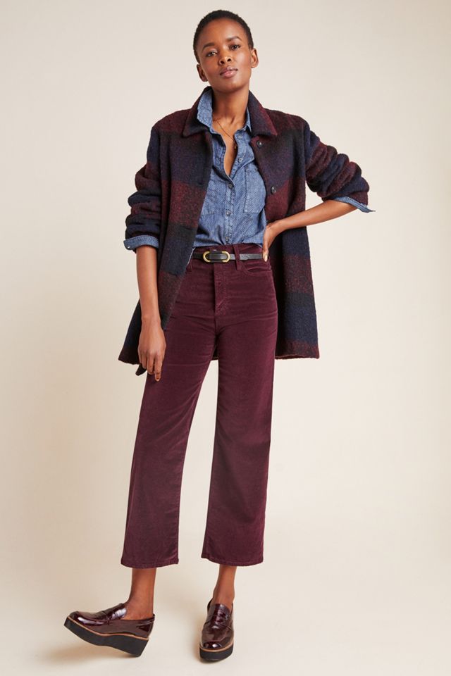 AG The Etta Ultra High-Rise Cropped Wide-Leg Velvet Jeans
