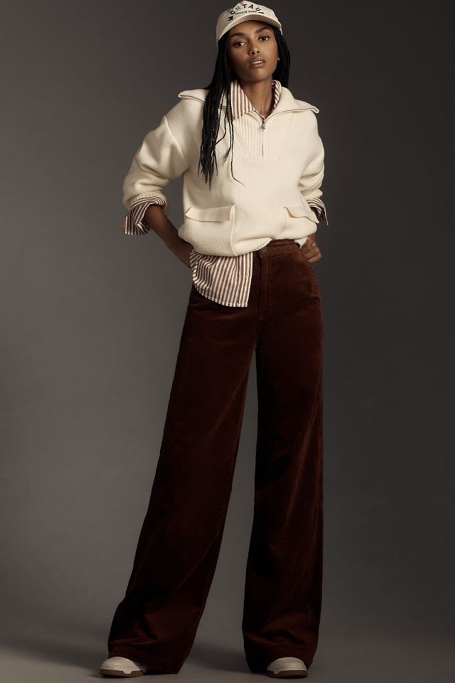 AG Deven Velvet Tailored High-Rise Trousers | Anthropologie