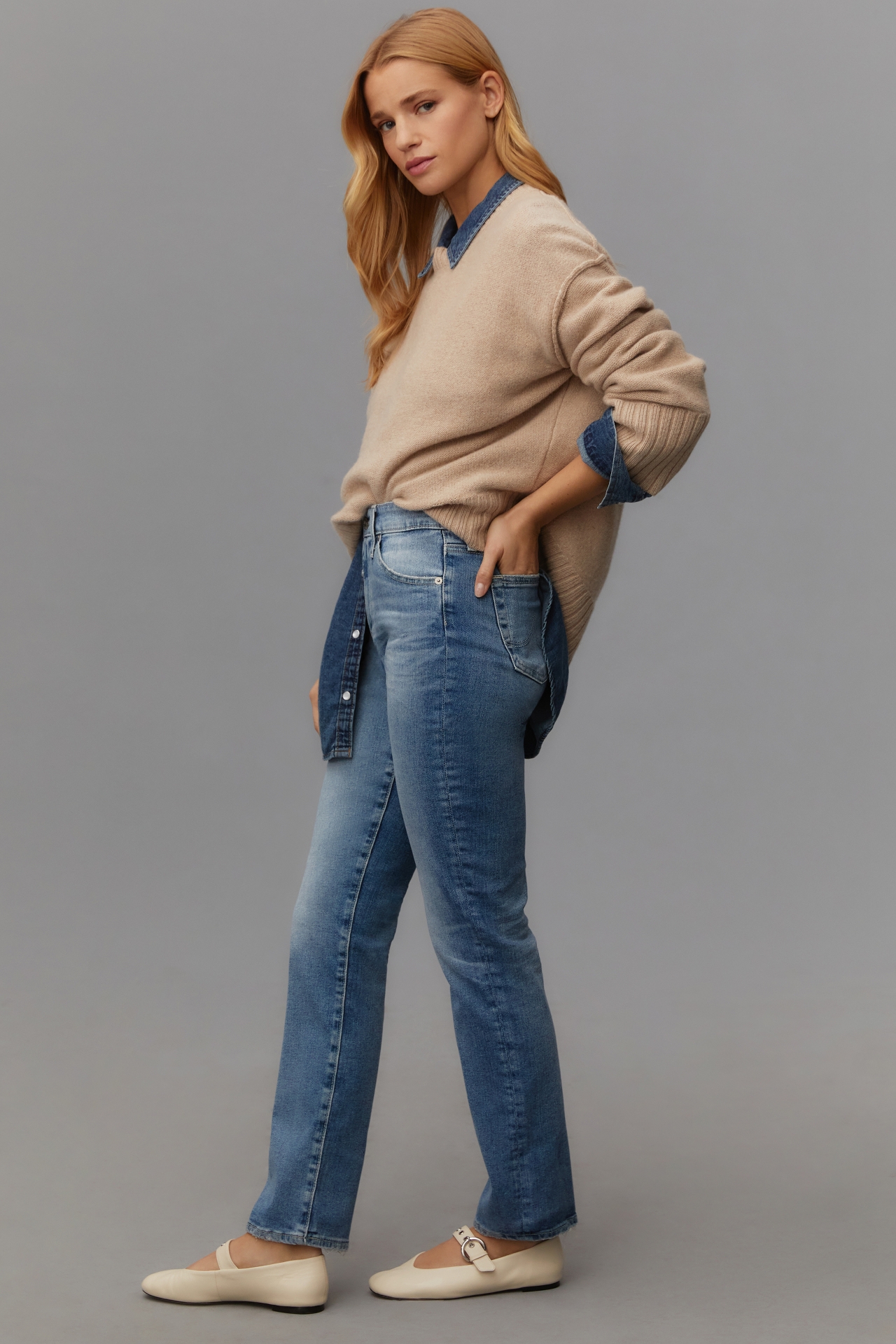 AG Mari High-Rise Straight-Leg Jeans