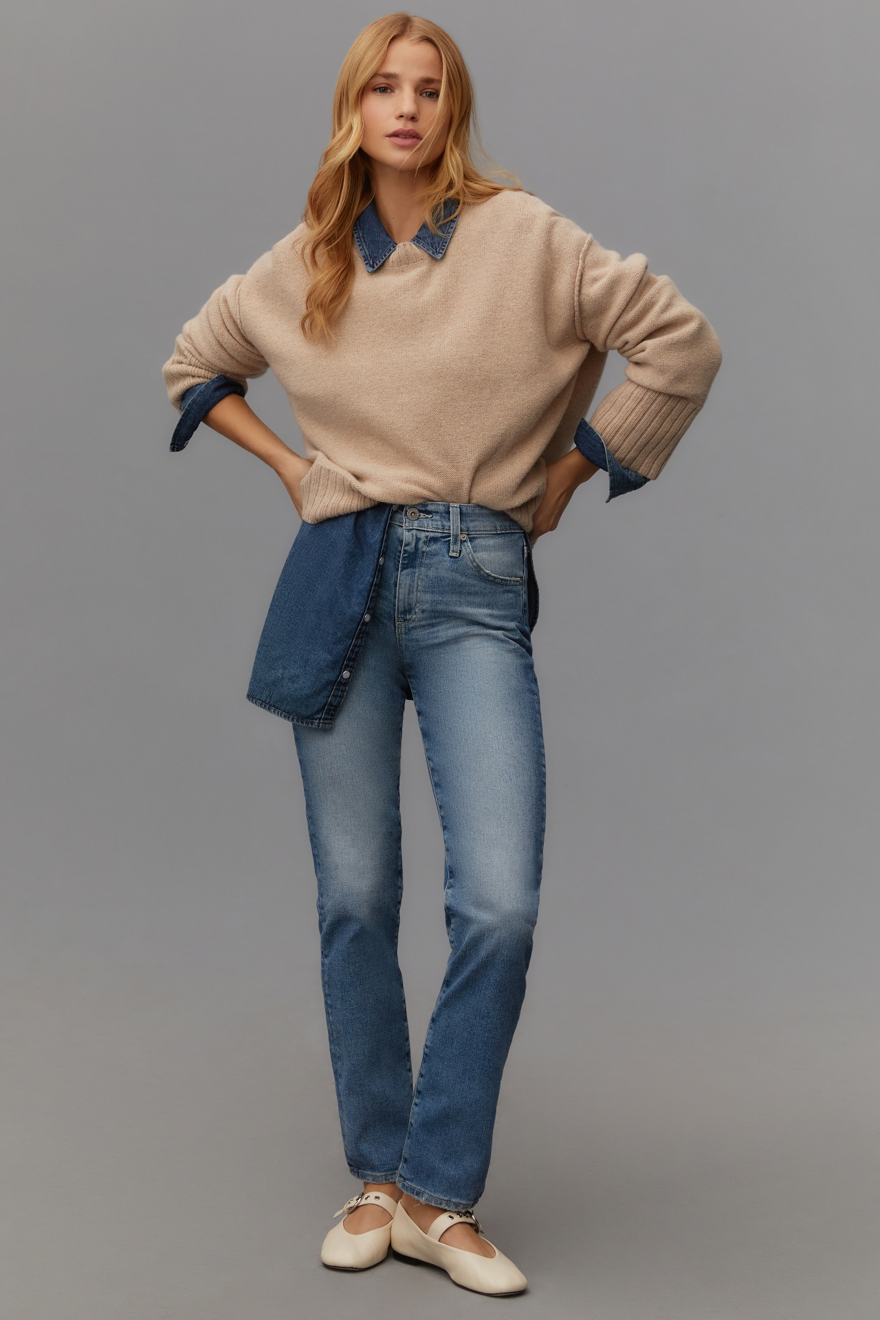 AG Mari High-Rise Straight-Leg Jeans