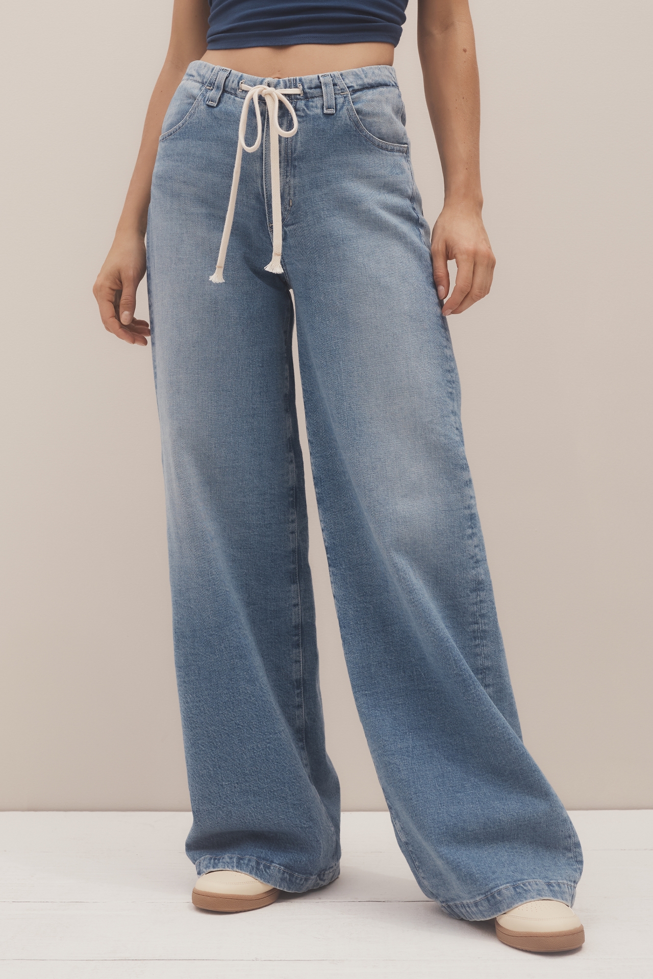 AG Stella Cinched High-Rise Wide-Leg Jeans