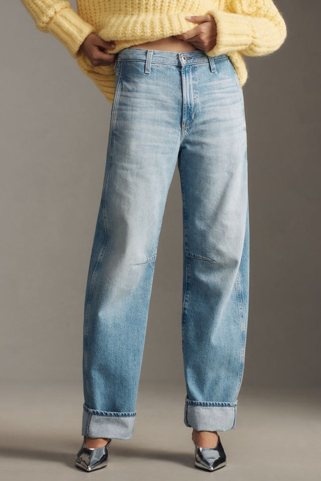 AG Mercer Cuff High-Rise Barrel-Leg Jeans #1