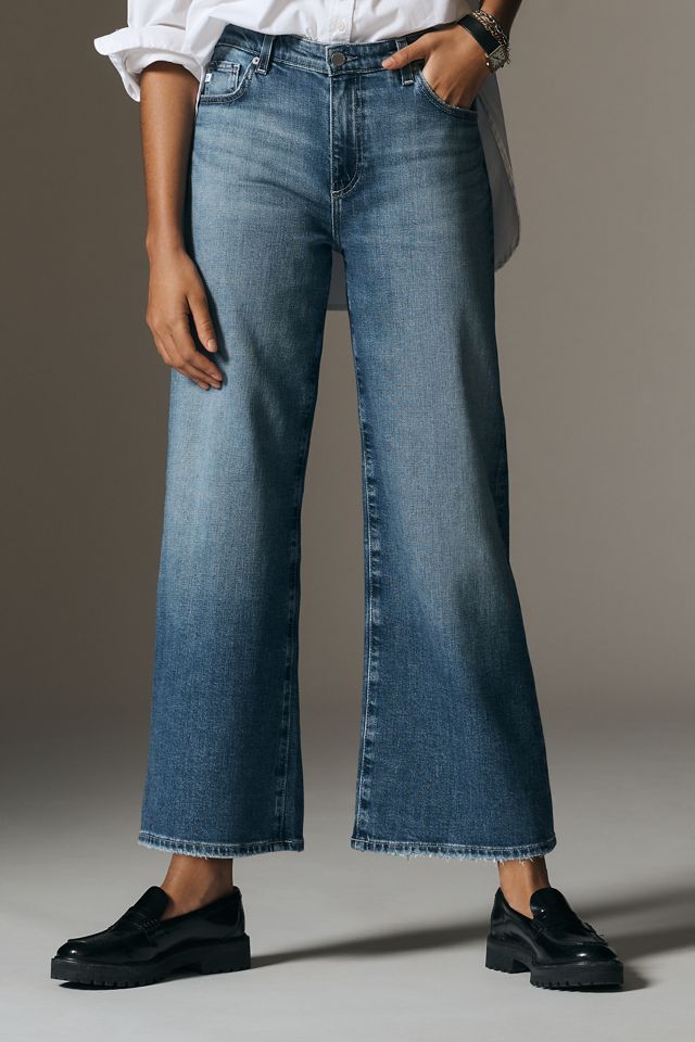 Saige Wide Leg Crop Jeans in White by AG