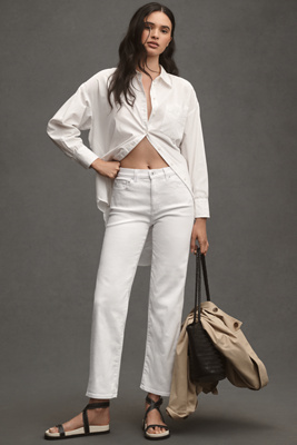 Ag Brinley Crop Mid-rise Straight Jeans In Gallery White In White