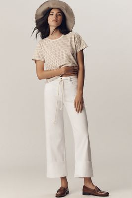 AG Saige High-Rise Wide-Leg Tie-Waist Crop Jeans