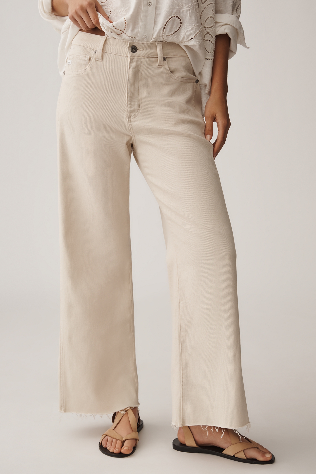 AG Saige Mid-Rise Paneled Crop Wide-Leg Jeans