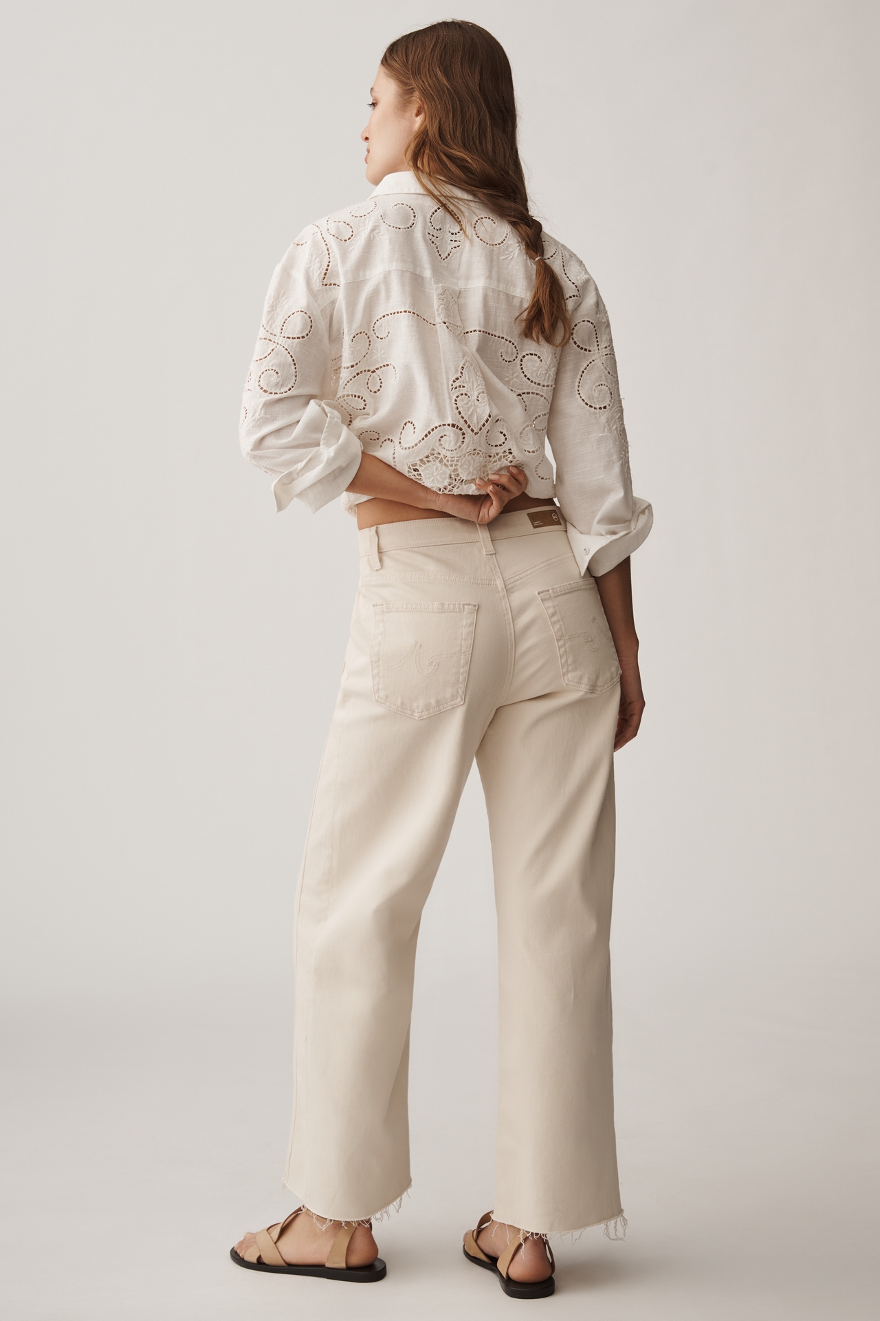 AG Saige Mid-Rise Paneled Crop Wide-Leg Jeans