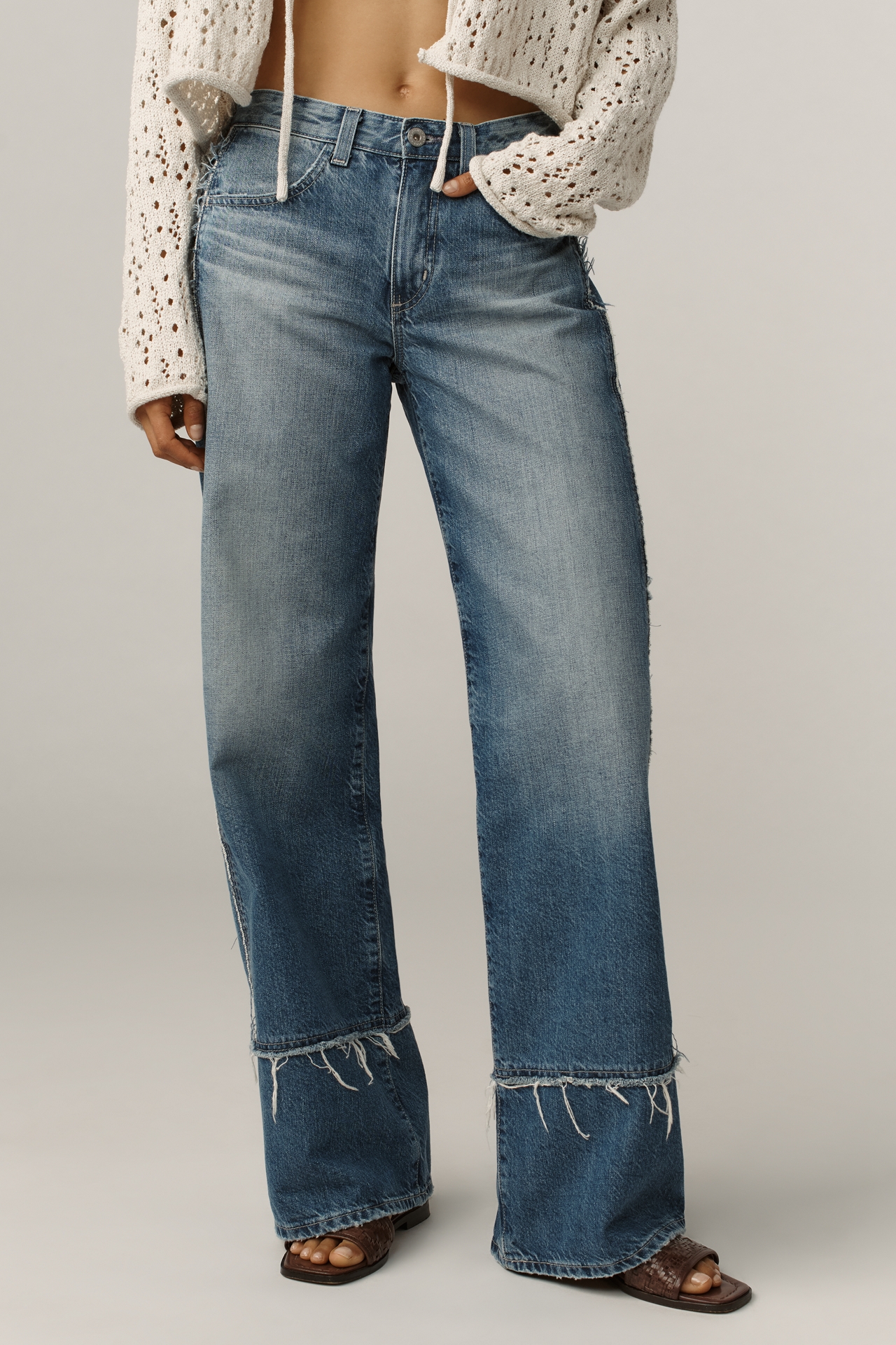 AG Adria Low-Rise Paneled Wide-Leg Jeans