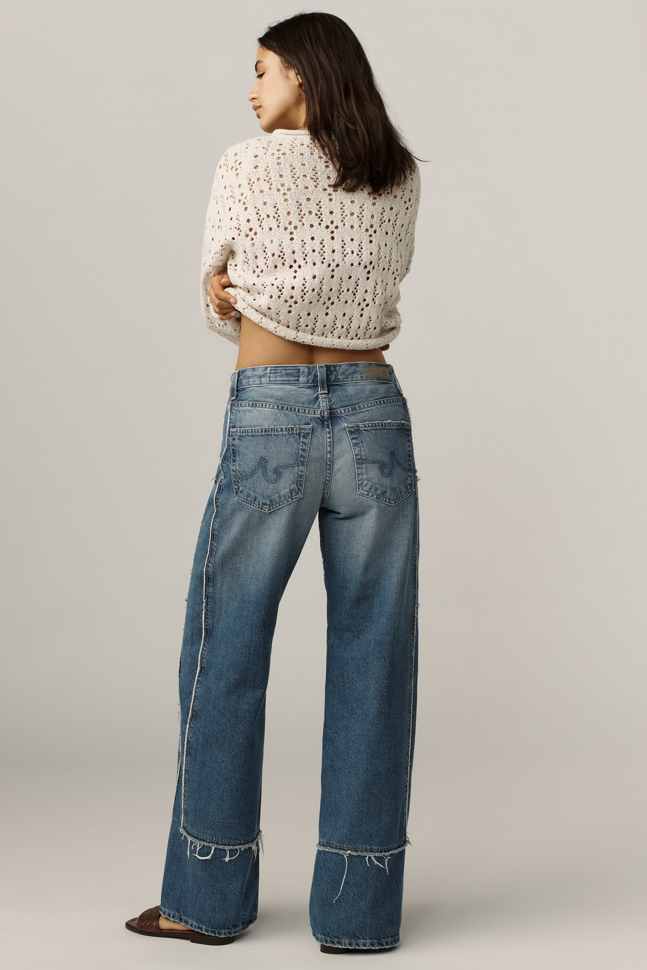 AG Adria Low-Rise Paneled Wide-Leg Jeans