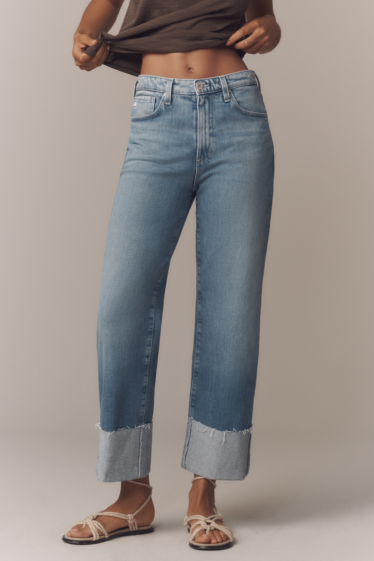 AG Kora High-Rise Cuffed Wide-Leg Jeans