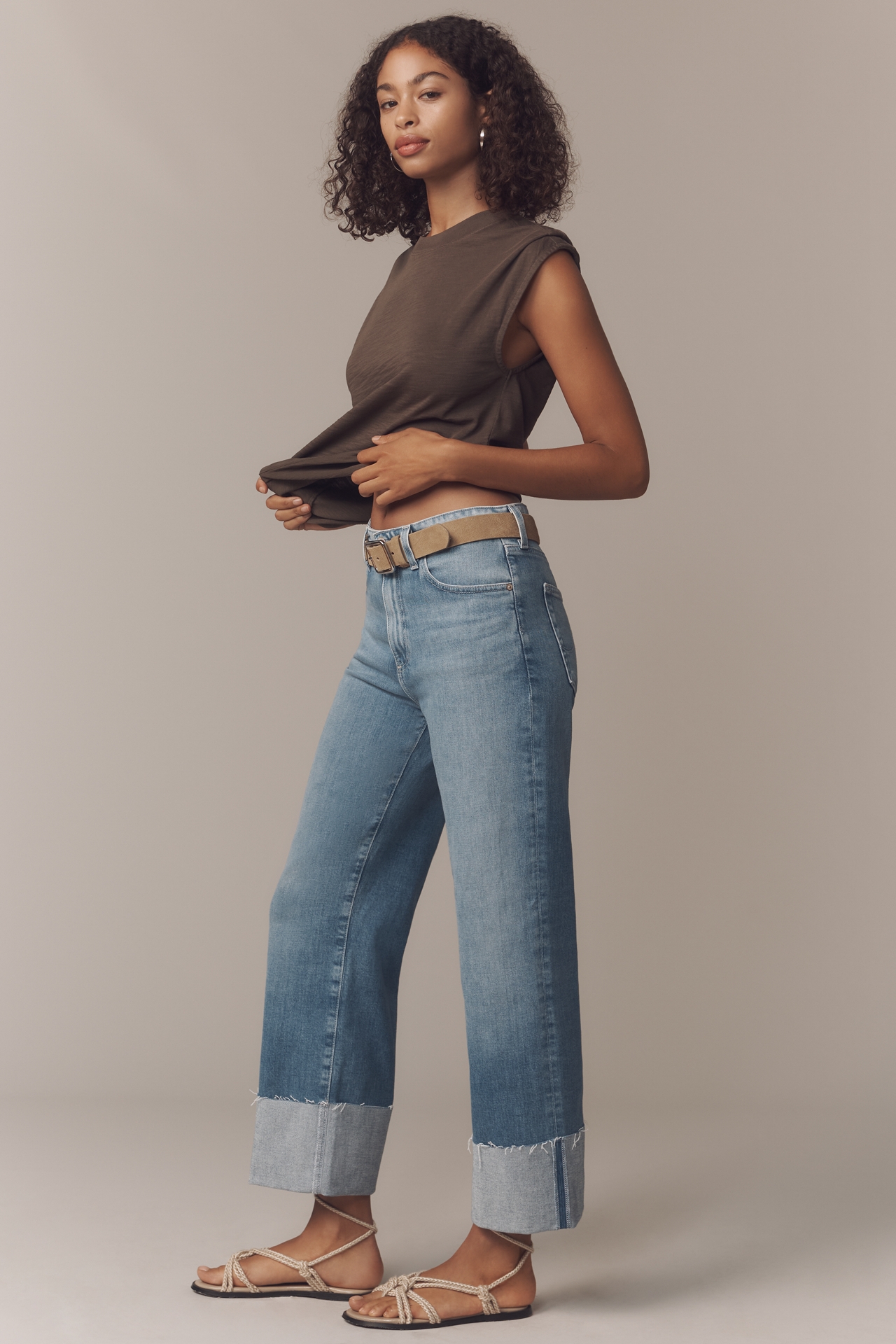 AG Kora High-Rise Cuffed Wide-Leg Jeans