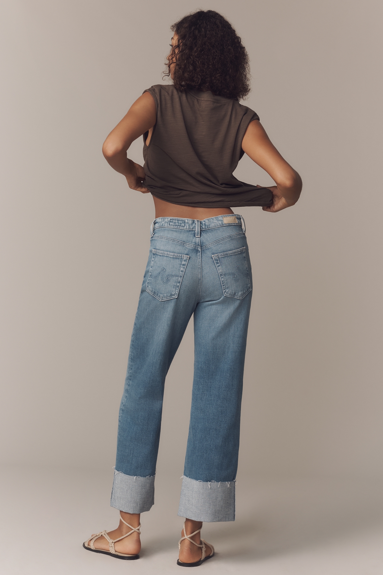 AG Kora High-Rise Cuffed Wide-Leg Jeans