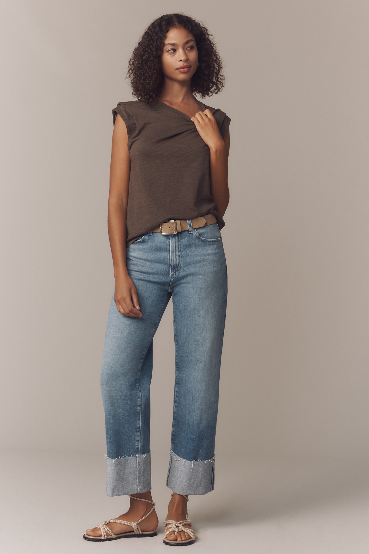AG Kora High-Rise Cuffed Wide-Leg Jeans