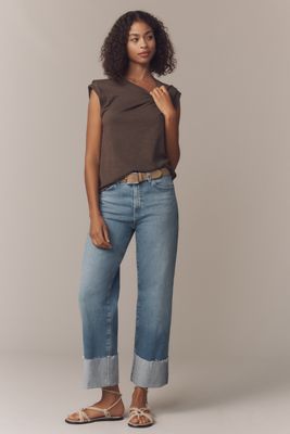 AG Kora High-Rise Cuffed Wide-Leg Jeans