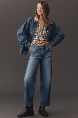 Ag Saige High-rise Crop Wide-leg Jeans In Blue
