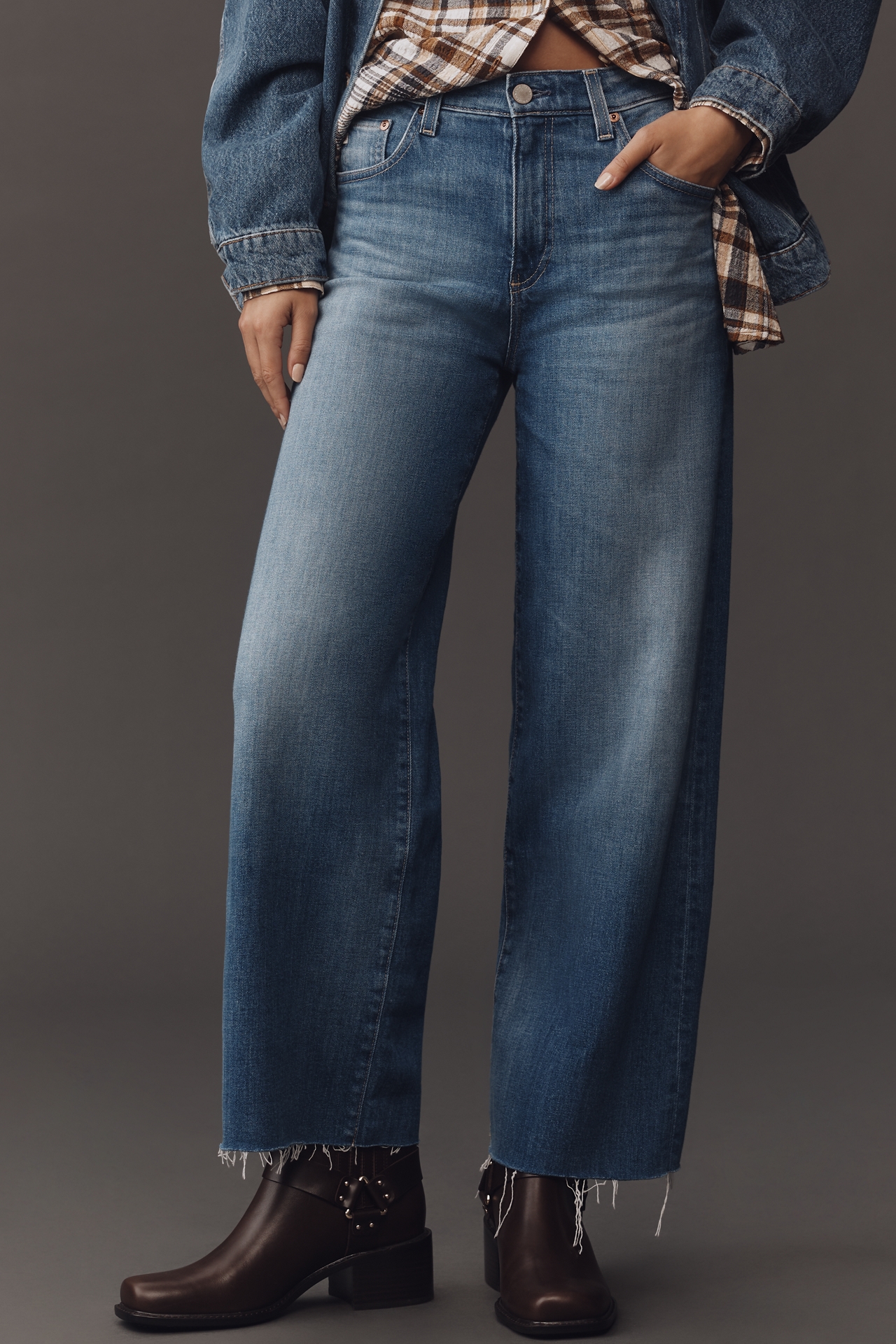 AG Saige High-Rise Crop Wide-Leg Jeans