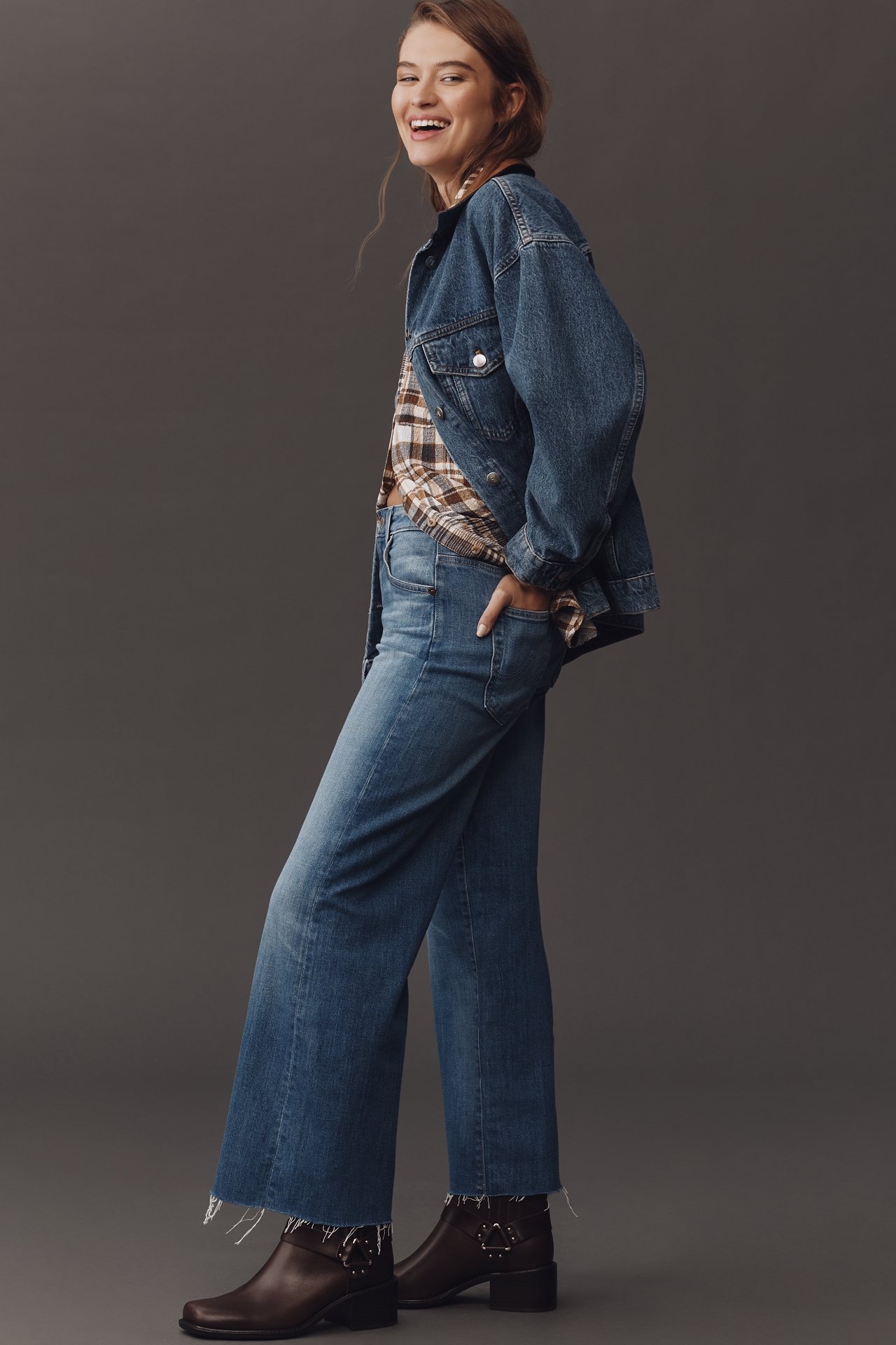 AG Saige High-Rise Crop Wide-Leg Jeans