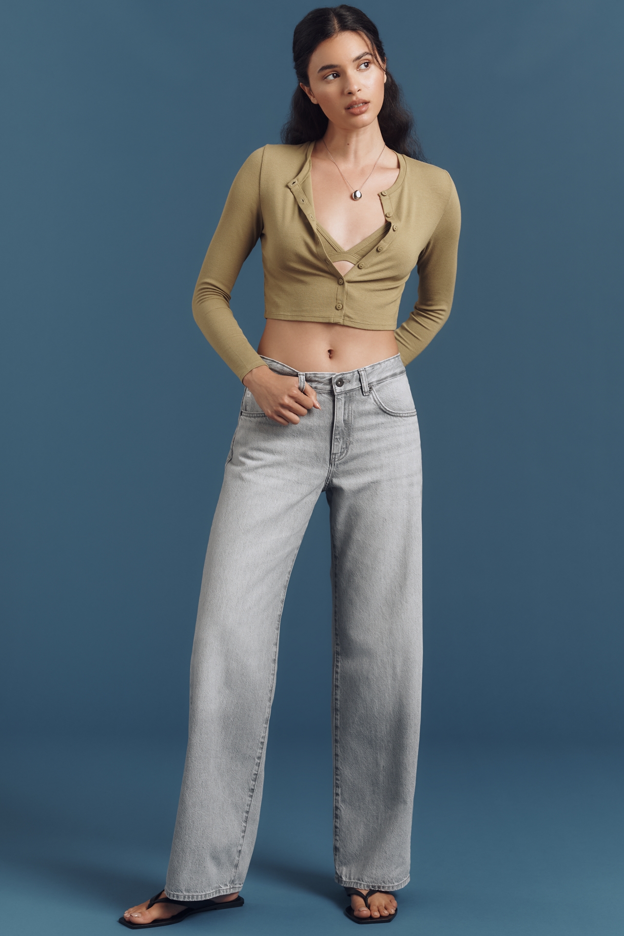 AG Adria Mid-Rise Wide-Leg Jeans