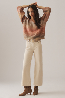 Ag Saige Wide Leg Crop Corduroy Jeans In Opal Stone In White