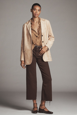 Ag Saige High-rise Crop Wide-leg Jeans In Brown