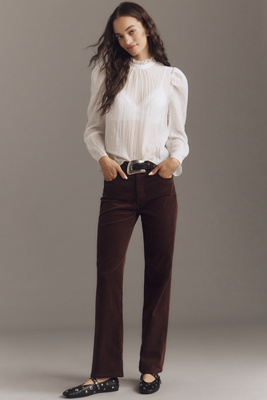 Ag Brinley Corduroy High-rise Straight-leg Jeans In Brown