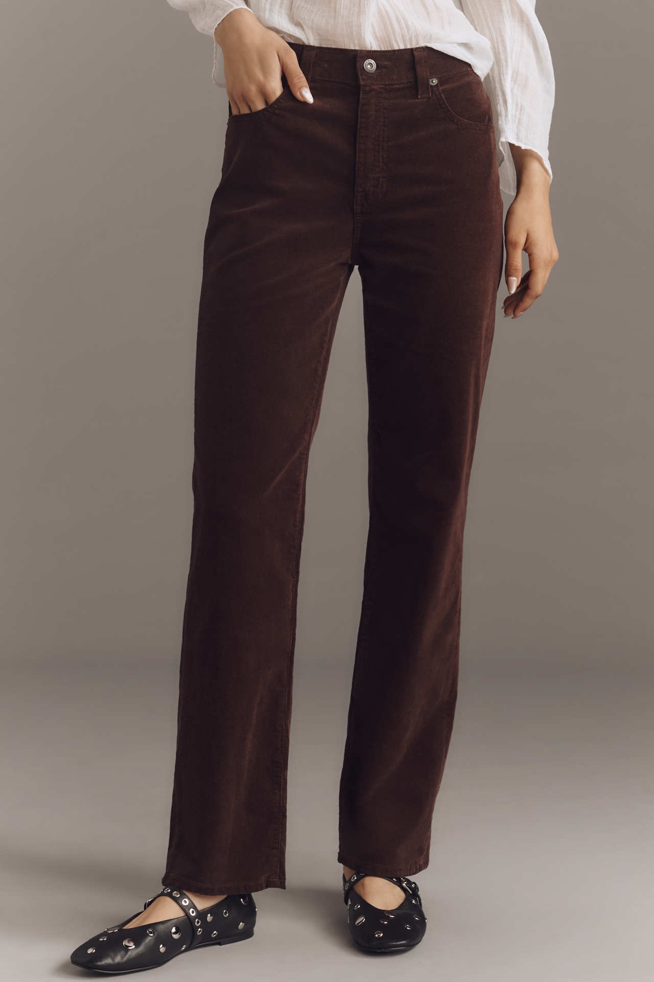 AG Brinley Corduroy High-Rise Straight-Leg Jeans