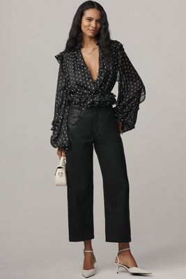 AG Coated Hattie High-Rise Tapered Crop Jeans