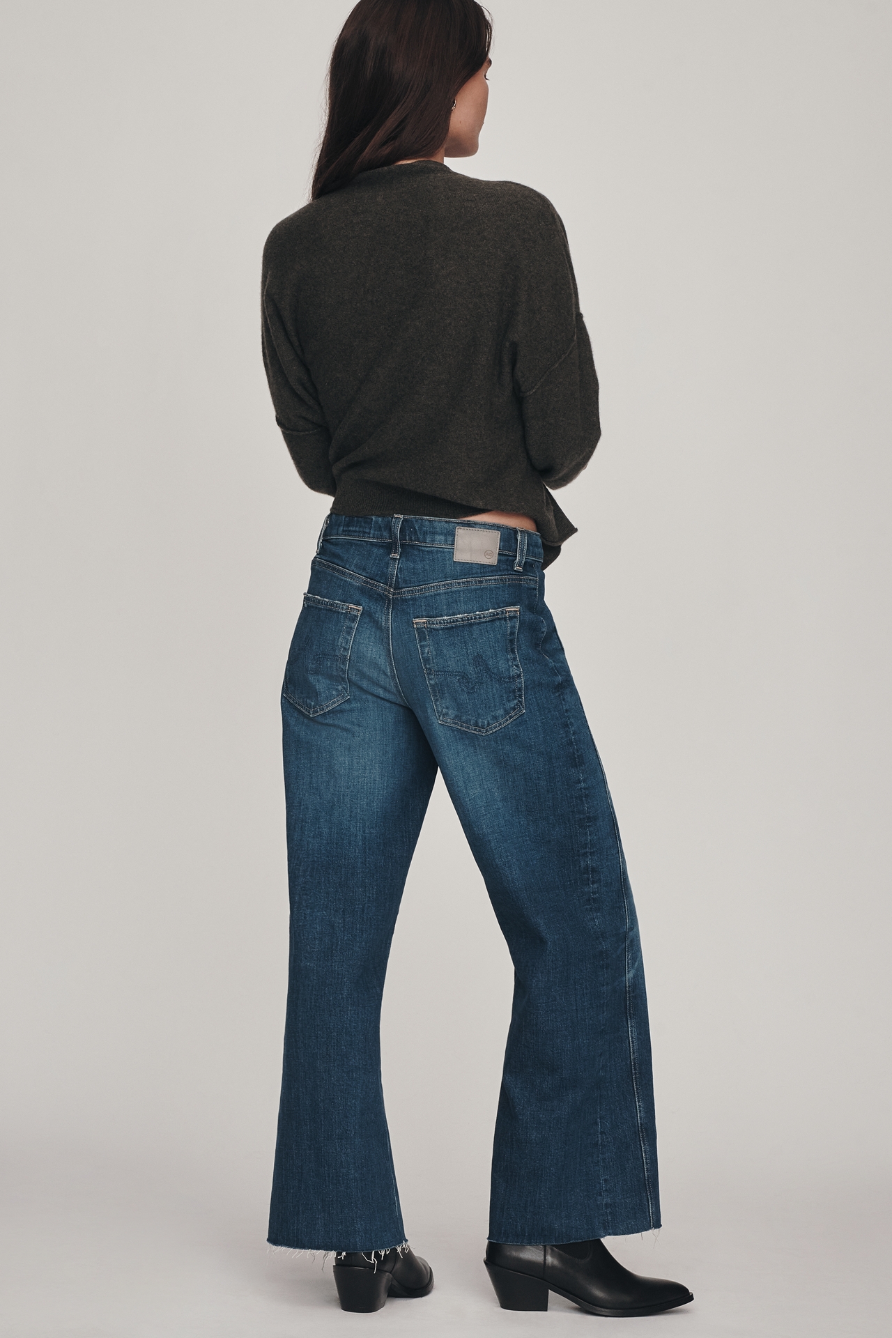 AG Saige Mid-Rise Crop Wide-Leg Jeans