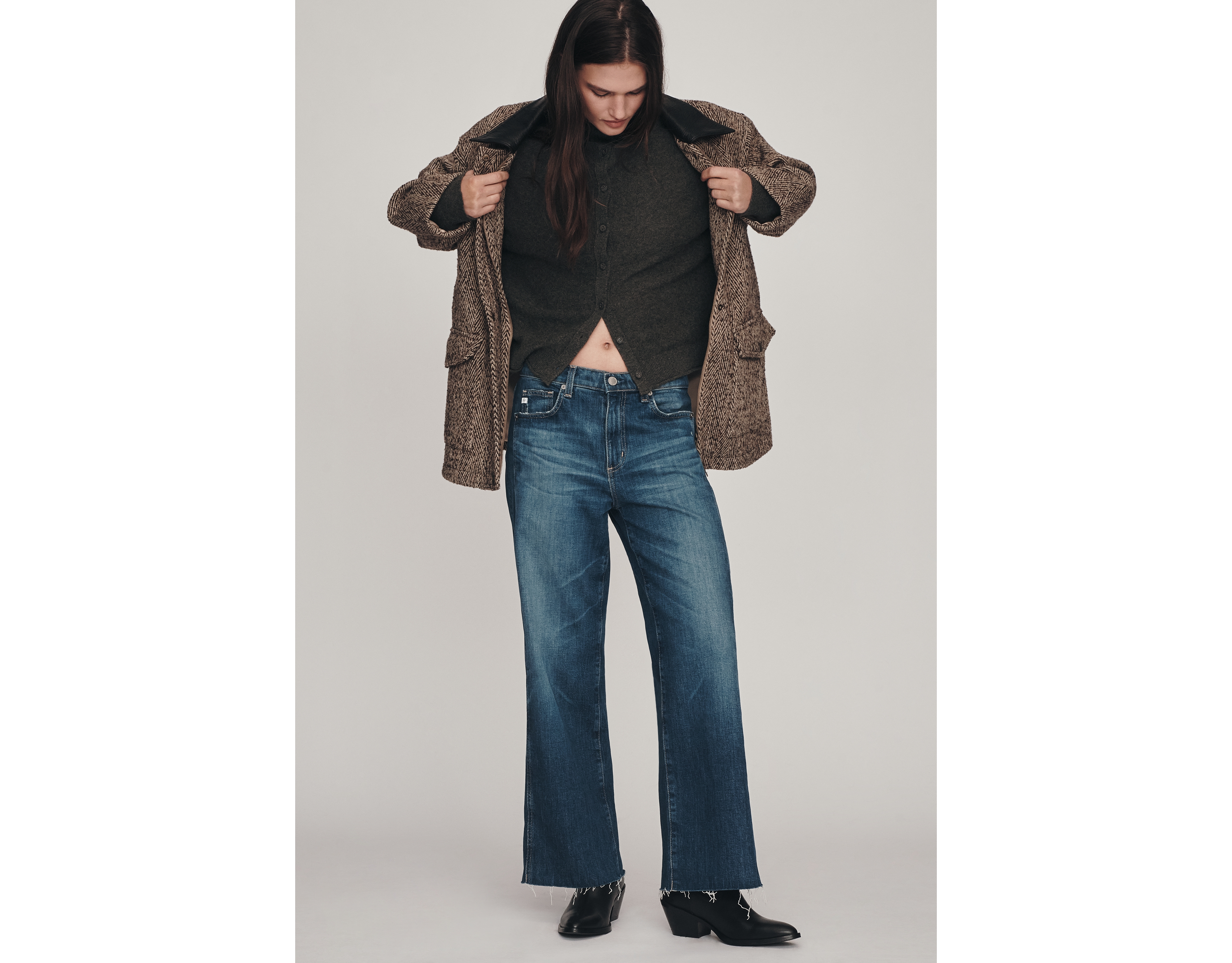 AG Saige Mid-Rise Crop Wide-Leg Jeans