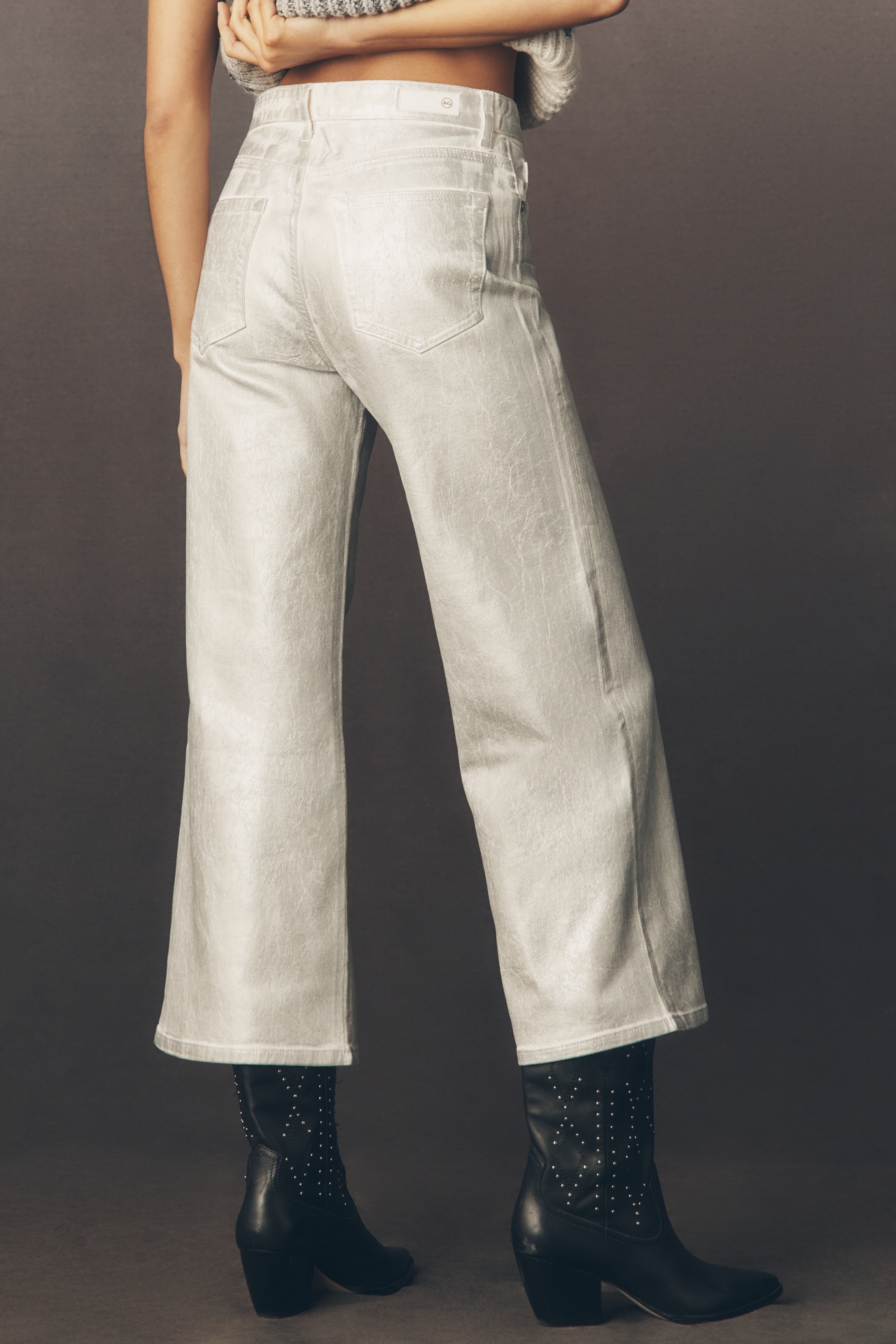 AG Saige Mid-Rise Crop Wide-Leg Jeans