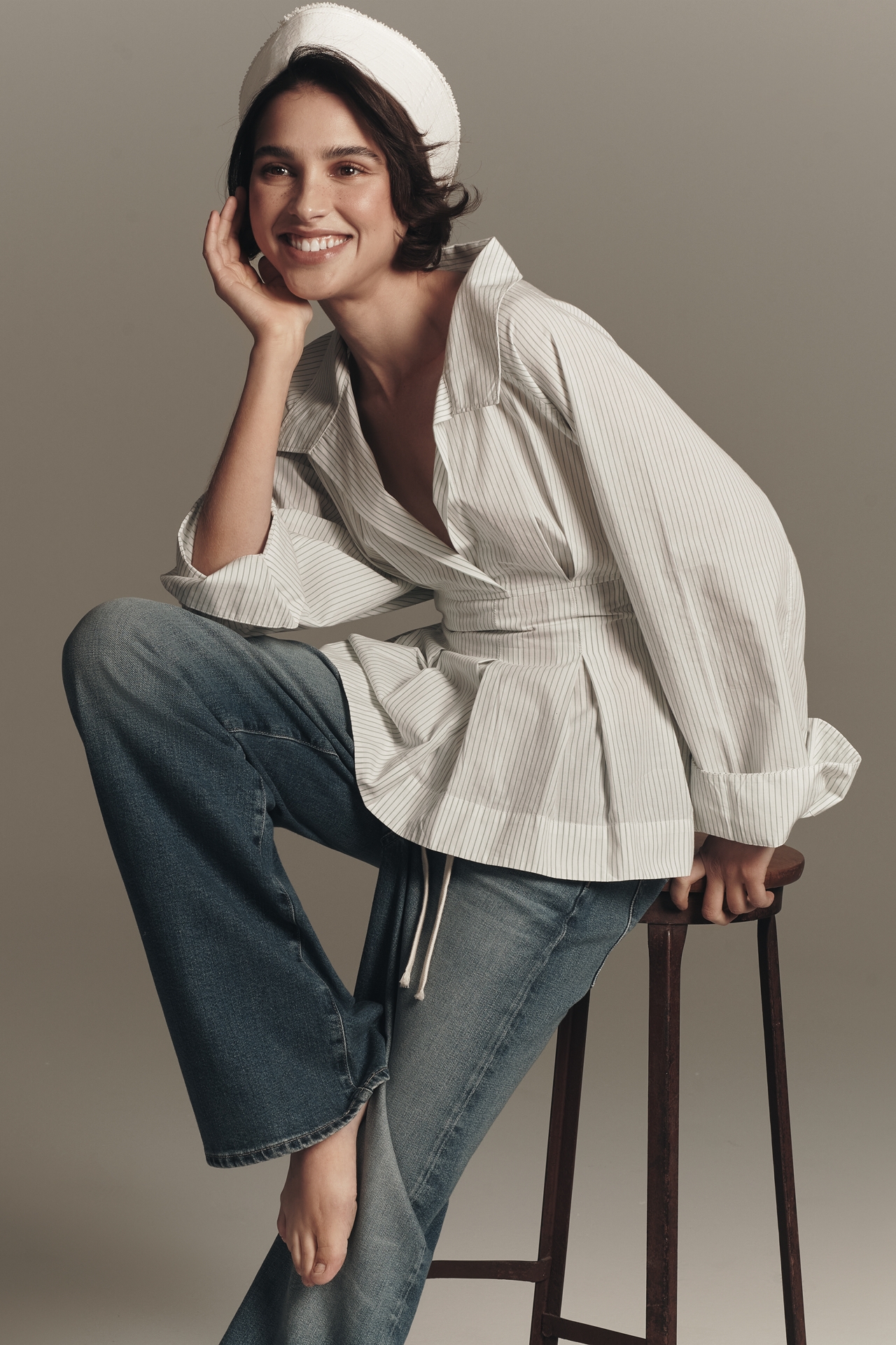 AG Adria High Rise Drawstring Wide Leg Jeans