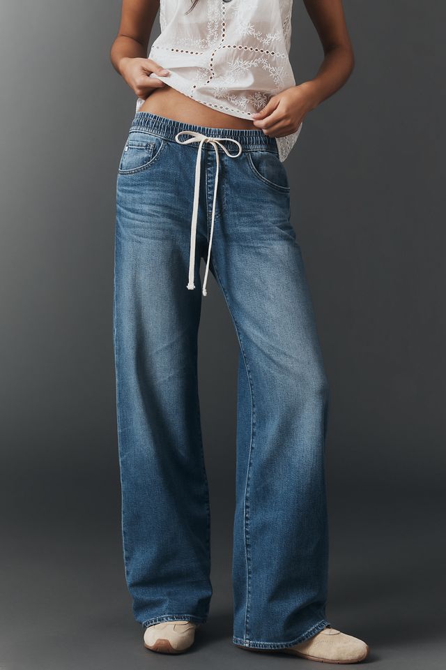 AG Adria High Rise Drawstring Wide Leg Jeans | Anthropologie