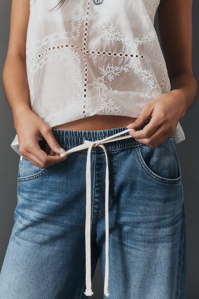 AG Adria High Rise Drawstring Wide Leg Jeans | Anthropologie